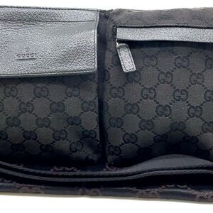 Auth Gucci GG Canvas x Leather Black 28566 200047 Waist Bag